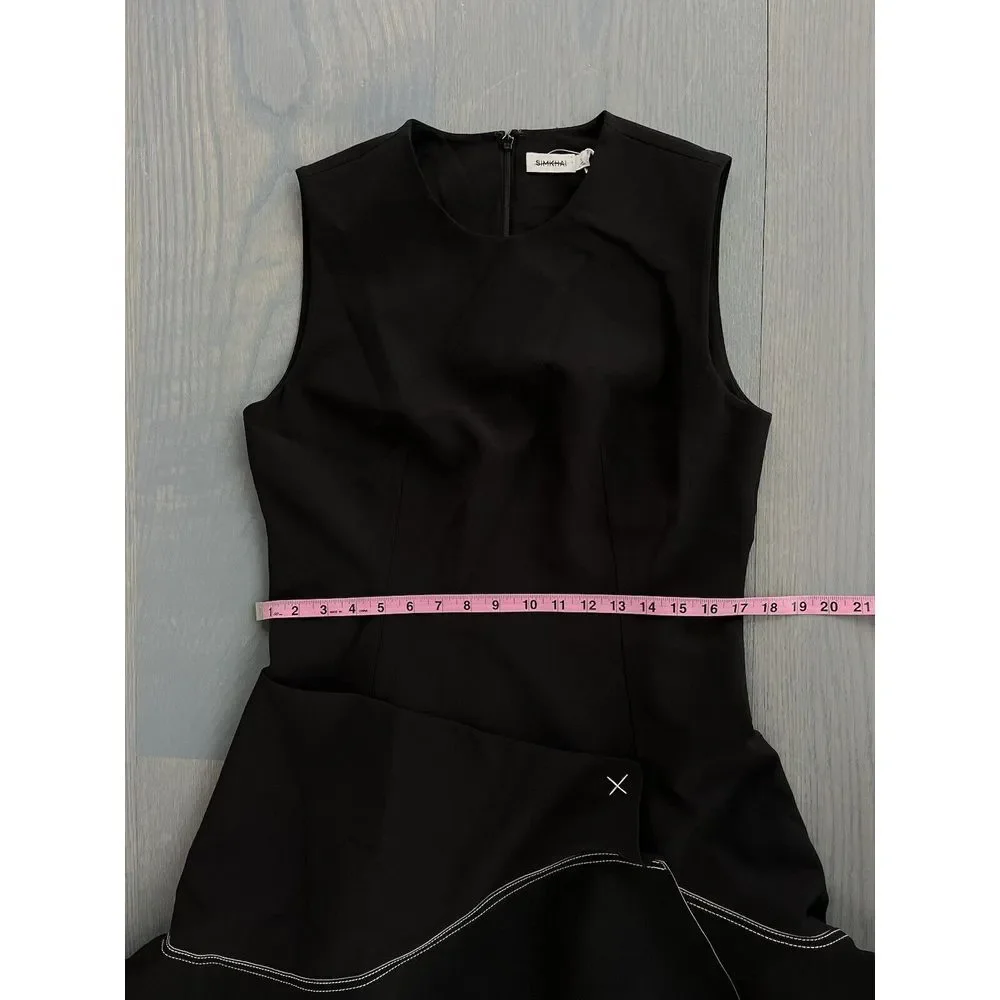 Simkhai $1215 Asymmetrical Hem Sleeveless Dress Contrast Stitching 12 - Picture 9 of 13